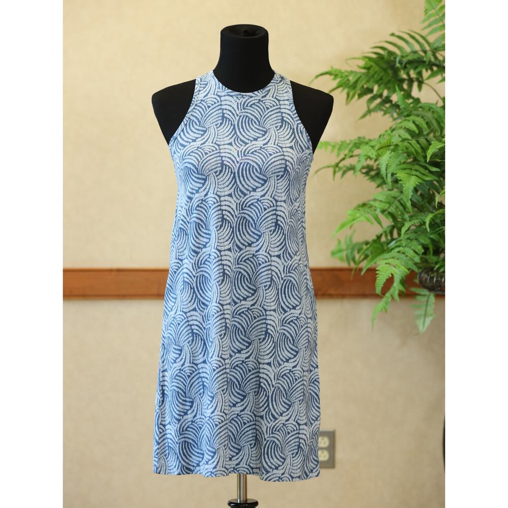 Haven Well Within Organic Cotton Blue White Abstract Print Swing Dress Coastal - Picture 4 of 14